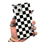 RoyMonkey Checkered Magnetic Phone Case for iPhone 13/14, Black White