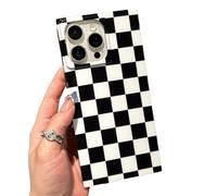 RoyMonkey Checkered Magnetic Phone Case for iPhone 14 Pro Max, Black White