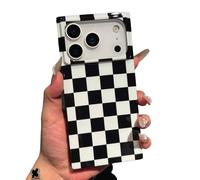 RoyMonkey Checkered Strong Magnetic Case for iPhone 17 Pro Compatible with MagSafe - Rectangular Checker Checkerboard - Shockproof Drop Protection Phone Cover - Black White