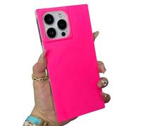 RoyMonkey for iPhone 17 Pro Max Case Compatible with Magsafe - Cute Glossy Solid Candy Color - Trendy Rectangular Magnetic Drop Protection Phone Case, Neon Hot Pink