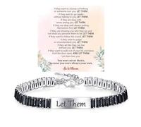 ROYNRAU Let Them Bracelet For Women, Classic Diamond Tennis Bracelets Self Worth Motivational Stainless Steel Engraving Tube Bangle Inspirational Chain Crystal Friendship Bracelet Jewelry Gifts, One