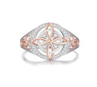 ROYNRAU Witch’s Return-Knot Protection Ring For Women, Bicolor Witches Knot Protect Your Loved Ones Silver Knot Design Rose-Gold Detail Jewelry Gifts For Valentine's Day Birthday, Metal, No Gemstone