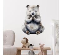 RoyoLam Cute Yoga Wombat Bear Wall Decal Nursery Australian Animal Wall Sticker Removable Peel and Stick Wall Art Decor for Kid Baby Classroom Preschool Living Room Playroom Bedroom School