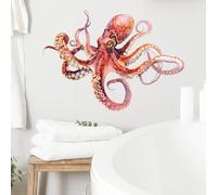 RoyoLam Lifelike Red Octopus Wall Decal Nursery Sea Animal Wall Sticker for Bathroom Removable Peel and Stick Waterproof Wall Art Decor Stickers for Kids Baby Classroom Living Room Playing Room