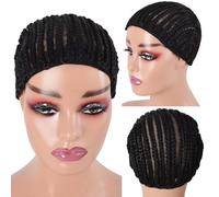 Royota Braided Wig Cap for Crochet Hair Braids Breathable Cornrow Cap for Easier Sewing Glueless Black Cornrow Crochet Wig Cap for Wig Tight Fit Medium