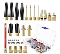 Royouzi Bicycle Tyre Valve Pump Adapter, 33-Piece Bicycle Pump Adapter with Ball Pump Needle, Bicycle Valve Adapter Set, Suitable for Standard Pump or Air Compressor