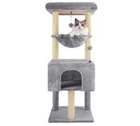 ROYPET 110cm Cat Tree Tower with Sisal Scratching Posts for Indoor Cats,Cat Tower with Hammock and Hanging Ball Toy,Pet Furniture Activity Centre with Condo,Play Towers&Trees,Small Space,Grey