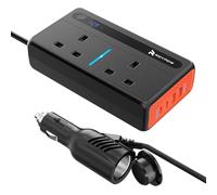 RoyPow Power Inverter DC 12V to AC 240V, 300W Car Voltage Converter Transformer with 3-Pin Sockets & 4-USB Ports for Charging Phones, Laptop, Tablets, GPS Units, TV, Camping Equipment