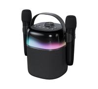 ROYQUEEN Portable Party Speaker with 2 Microphones, 12-Hour Battery, IPX5 Water Resistant Bluetooth Speaker with Sound-Reactive LED Lights, Power Bank, Bass & Treble Controls for Indoor/Outdoor Use