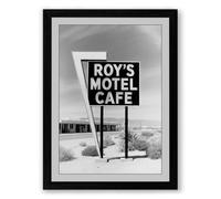 Roy's Motel Cafe Vintage Framed Wall Art Print A1 (84.1×59.4cm) Black, Wall Decor for Living Room, Bedroom, Office & Home, Ready to Hang, Art Gift