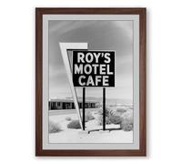 Roy's Motel Cafe Vintage Framed Wall Art Print A1 (84.1×59.4cm) Walnut, Wall Decor for Living Room, Bedroom, Office & Home, Ready to Hang, Art Gift