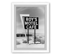 Roy's Motel Cafe Vintage Framed Wall Art Print A1 (84.1×59.4cm) White, Wall Decor for Living Room, Bedroom, Office & Home, Ready to Hang, Art Gift