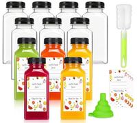 Roysmart 12 Pack Juice Bottles, 250ml Reusable Plastic Bottles Set, Plastic Bottle with Leak-Proof Lids and Labels, Drink Containers for Home, Party, Camping and as Gifts