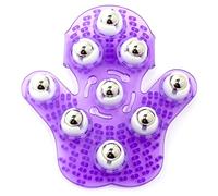 Roysmart Body Massage Glove, Palm Shaped Massager 360 Degree Metal Roller Massager Handheld Body Massage Tool for Deep Tissue Stress Relief and Cellulite Reduction - Purple