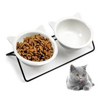 Roysmart Ceramic Cat Feeding Bowl, Raised Feeding Bowl for Cats, 15° Tilted for Cats and Small Dogs Items, Ceramic Raised Ceramic Bowl Removable Feeding Bowl Cat Raised