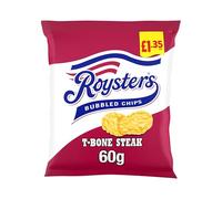 Roysters T-Bone Steak Crisps 20×60 g PMP - Bubble-Cut Crisps with Rich Grilled Steak Flavour - No MSG, No Artificial Colours or Flavours - Vegetarian Savoury Snack - Recyclable Bag