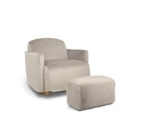 Royton Nursing Chair & Footsool Set - Stone Velvet Stone