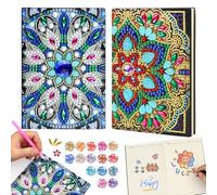 ROYUEXT 2 Pcs Diamond Art Painting Kit, 2 Styles Craft Kits Mandala A5 Notebook Craft Set, 5D DIY Diamond Pasted Painting Notebook Kits Crafts Girls Gift for Adults, Girls, boy, Diary (2 Flowers)