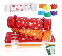 ROYUEXT 30 Pcs Christmas Crakers Christmas Surprise Box DIY Cracker Bulk Party Candy Paper Boxes with Hats Riddle Cards for Family Party Favours Novelty Decorations