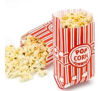 ROYUEXT 300 Small Popcorn Paper Bags, Red and White, Collapsible, Greaseproof, Fold Top, Perfect for Movie Nights, Carnivals, and Parties