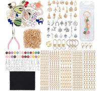 ROYUEXT 323 Pcs DIY Keychain Making Kit, Keyring Making Kit with Charms, Chains, Jump Rings, Jewellery Pliers for Bag Charm, Bracelet, Necklace and Jewelry Making, Gifts