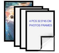 ROYUEXT 4 Pcs Magnetic Photo Frames Self Adhesive Magnetic Picture Frame, A3 Diamond Painting canvas Frames,Inside Size 29×41.5cm, Diamond art Frame for Paintings, Photos,Certificate, Poster (Black)