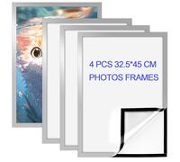 ROYUEXT 4 Pcs Magnetic Photo Frames Self Adhesive Magnetic Picture Frame, A3 Diamond Painting canvas Frames,Inside Size 29×41.5cm, Diamond art Frame for Paintings, Photos,Certificate, Poster (Silver)