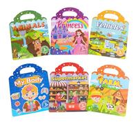 ROYUEXT 6 Pack Reusable Sticker Book for Kids Book Stickers for Age 2-4 Stickers Activity Pack Learning Toy Birthday Gifts for Boys Girls