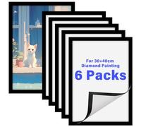 ROYUEXT 6 Pcs Magnetic Photo Frames Self Adhesive Magnetic Picture Frame, Diamond Painting canvas Frames,Inside Size 25x35cm, Diamond art Frame for Paintings, Photos,Certificate, Poster (Black)