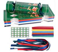 ROYUEXT Christmas Crakers 30 Pcs Christmas Surprise Box DIY Cracker Bulk Party Candy Paper Boxes with Hats Riddle Cards for Family Party Favours Novelty Decorations