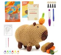 ROYUEXT Crochet Kits for Beginners Kids DIY Knitting Kit for New Starter with Step-by-Step Video Tutorials, Cute Capybara Crochet Complete Set, Crochet Animal Kit for Adults Beginners Kids (Brown)