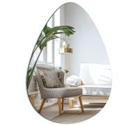 ROYUEXT Teardrop Wall Mirror, 50x40cm Glass Mirror with Strong Double-Sided Foam Tape, Self-Adhesive Frameless HD Glass Wall Mirror for Bathroom, Bedroom, Ardrobe Doors, Gym, Fitting Room Decor