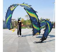 ROYUMI Dragon Poi Park Flowy Rainbow Satin Dragon Poi, Square Fitness Dance Adult Dragon Prop with Head, Washable Dragon Streamer for Youth/Adult/Seniors (Color : Black, Size : 8 m (26 ft)), 36655
