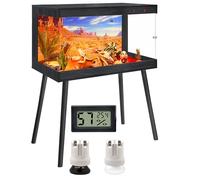 Royxen 24 Gallon Bearded Dragon Tank,24"x 16"x 16" Reptile Tank with Metal Mesh Top and Leg Stand, Tempered Glass Reptile Enclosure for Chameleon,Snake,Lizard Habitat(Black)