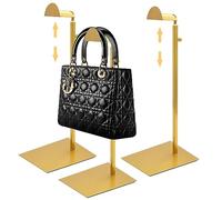 Royxen 3 Pack Handbag Rack Stainless Steel with Adjustable Height, Purse Display Stand Gold