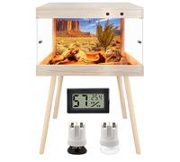 Royxen Bearded Dragon Tank with Metal Mesh Top and Leg Stand,Tempered Glass Reptile Tank,Reptile Enclosure,Lizard Tank for Chameleon,Snake,Lizard Habitat(24inch,Oak)