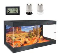 Royxen Tempered Glass Reptile Tank 33 Gallon,Reptile Enclosure with Metal Mesh Top and Lockable Design, Bearded Dragon Tank for Lizard Gecko Tortoise Snake,32 inch,Black
