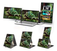 ROYY Laptop Screen Extender Monitor - 16" Triple Portable Monitor FHD 1920x1200P IPS 235° Rotation Detachable Screen Design Extra Compatible with Mac Wins Dex Chrome Fits 13"-17" Laptops