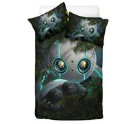 Roz mit Brightbill & Fink Children's Bed Linen 135 x 200 cm The Wild Robot Boys Microfibre Duvet Cover with Zip Set Pillowcase Bedding Sets (Robot)