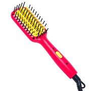 Rozamor Mini Hair Straightener Brush, Fast Heating Straightening Brush with Anti Scald & On-Off Safe, Portable Travel Hot Comb, Frizz-Free Hair Care Silky Straight Heated Comb for All Hair Types