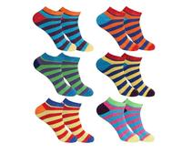 Rozgul 12 Pairs Men's Striped Trainer Socks | Summer Colors | Ankle Liners No-Show Low Cut Sports Running Sneaker Socks | UK Size 6-11 | Moisture-Wicking & Breathable