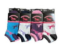 Rozgul 12 Pairs Plain Women's Equestrian Horse Design Low Cut Ankle Socks | Cotton Rich | Size UK 4-7 | Breathable & Fashionable for Running, Walking, Fitness, Outdoor Sports