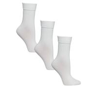Rozgul 6 Pairs Ladies Non-Elastic Diabetic White Plain Easy Grip Soft Top Loose Rich Cotton Socks - UK Size 4-7