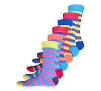 Rozgul 6 Pairs Mens Bright Summer Colour Striped Everyday Casual Suit Socks Uk Size 6-11
