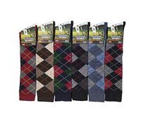 Rozgul 6 Pairs Men's knee High Golf Design Argyle Rich Cotton Equestrian Horse Riding Boot Socks,Uk Size 6-11
