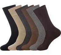 Rozgul 6 PAIRS NON ELASTIC DIABETIC MENS EASY GRIP LOOSE SOFT TOP BAMBOO SOCKS UK SIZE 6-11 (Multi Coloured)