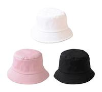 Rozgul Bucket Hat Unisex Adult Reversible Fisherman Sun Cap Double Sided Hat for Holidays Fishing Hiking 100% Cotton Size 58-59 cm (White)