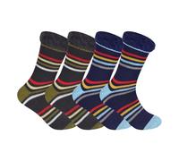 Rozgul Men’s Thermal Socks 2.4 TOG - Extra Thick Brushed Inside Winter Socks, Striped Pattern, Ideal for Hiking, Walking & Outdoor Use - UK Size 6-11, 2 Pairs