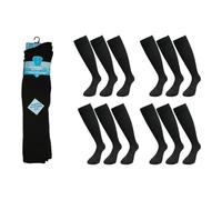 Rozgul Men's Seamless Knee High Socks | 6 Pairs | 100% Cotton | Comfort Fit | Odour-Free | Easy Grip | Hand Linked for Sensitive Toes | UK Size 6-11 | Black