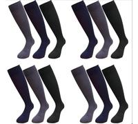 Rozgul Men's Seamless Knee High Socks | 6 Pairs | 100% Cotton | Comfort Fit | Odour-Free | Easy Grip | Hand Linked for Sensitive Toes | UK Size 6-11 | Black - Navy - Grey